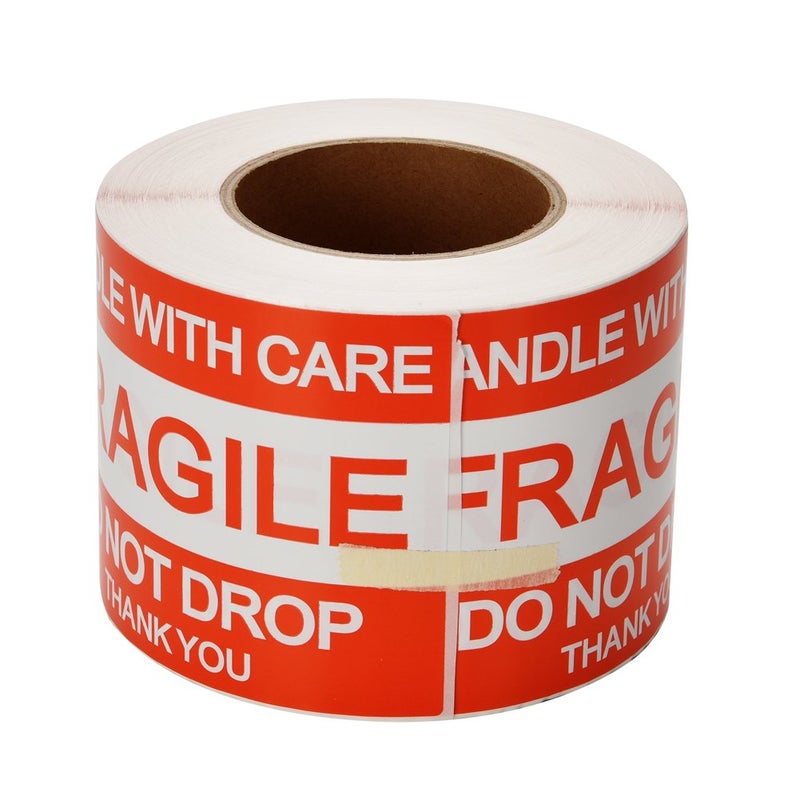 FungLam 4'' x 6'' Fragile Stickers, Fragile - Handle with Care - Do Not Drop - Thank You Shipping and Packing Warning Stickers - 500 Permanent Adhesive Labels Per Roll (1 Pack) - Image 3